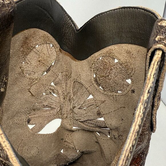 Carlos Santana Slinger Cut Out Leather Cowboy Western Boots Womens 10 Bronze - Picture 13 of 16